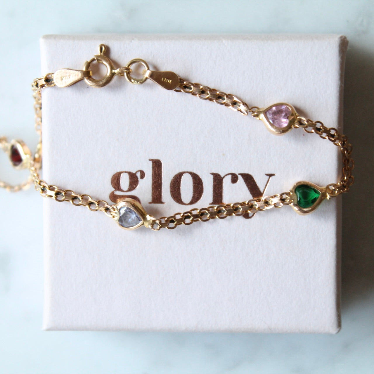 Multi Gem Hearts Bracelet