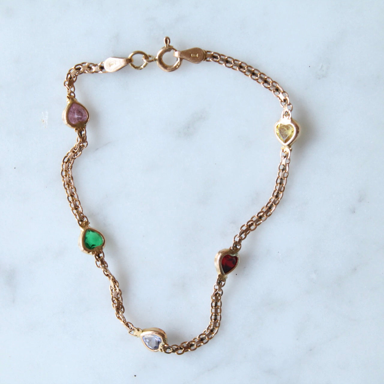 Multi Gem Hearts Bracelet