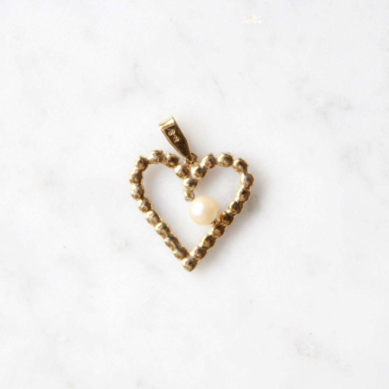 Dangling Pearl & Garnet Heart Pendant