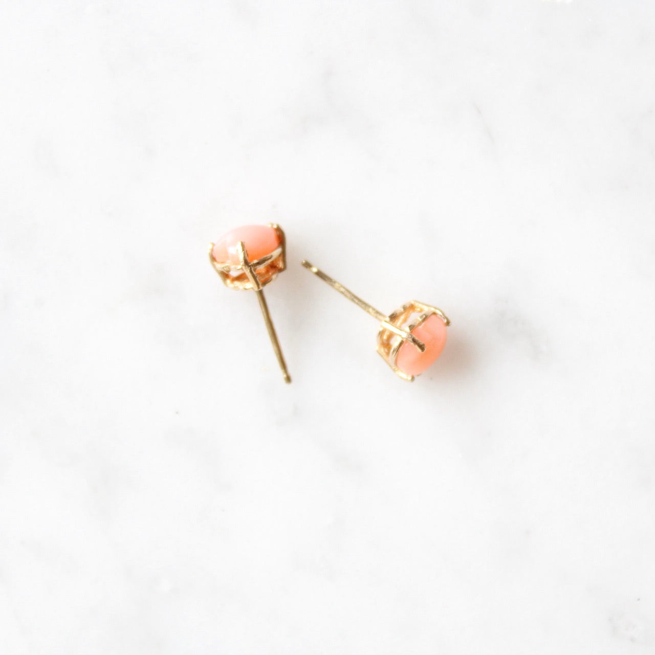 Angel Skin Coral Heart Stud Earrings