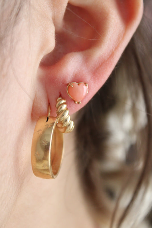 Angel Skin Coral Heart Stud Earrings
