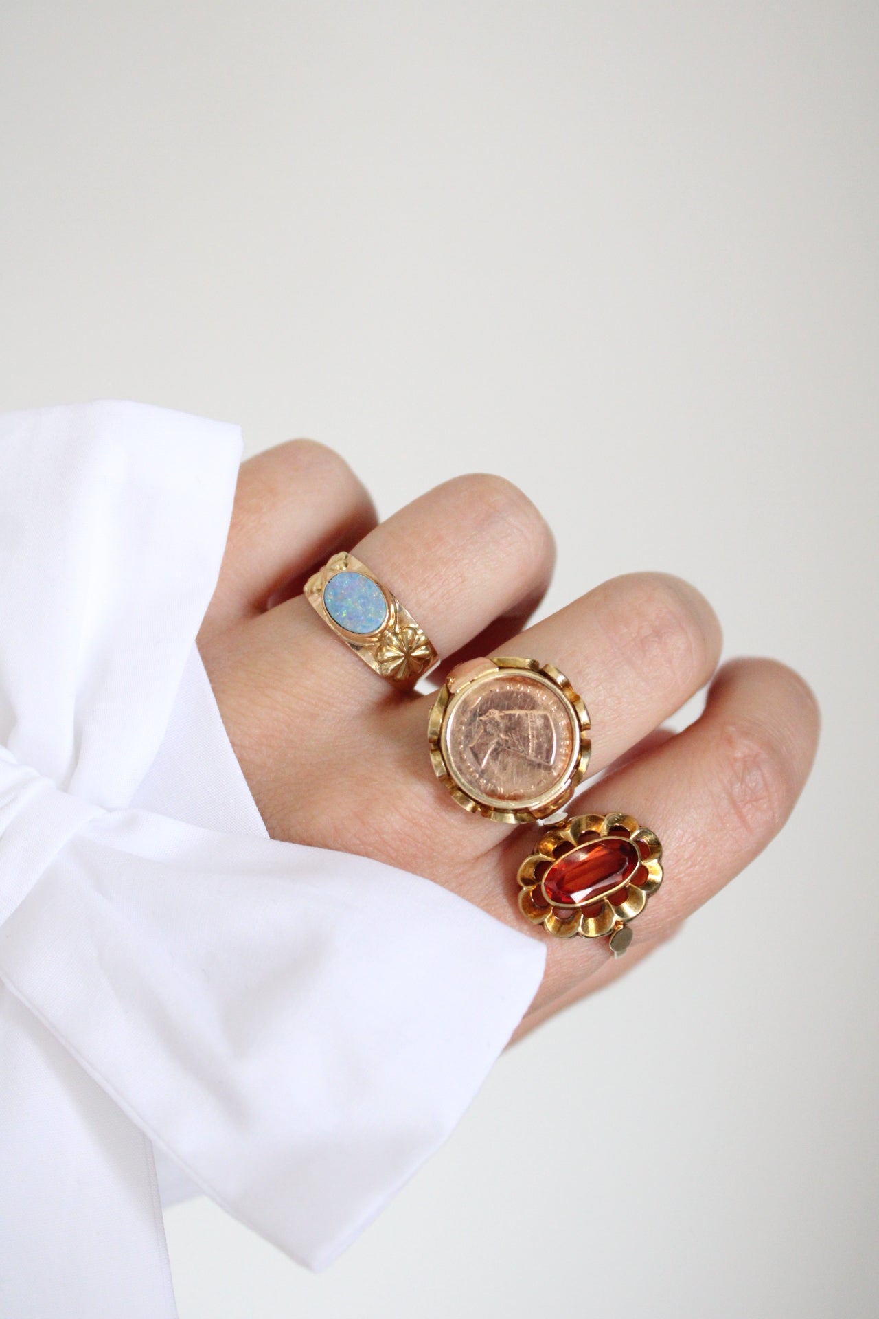 Orange Sapphire Flower Ring