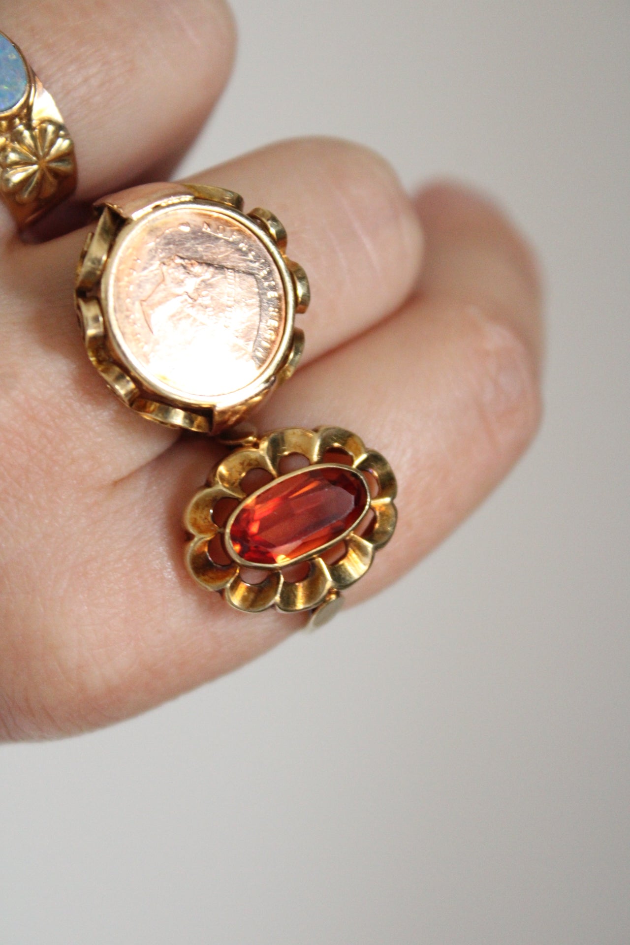 Orange Sapphire Flower Ring