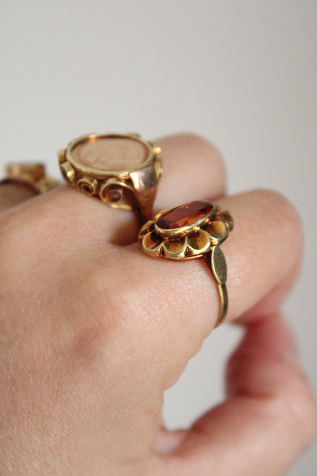 Orange Sapphire Flower Ring