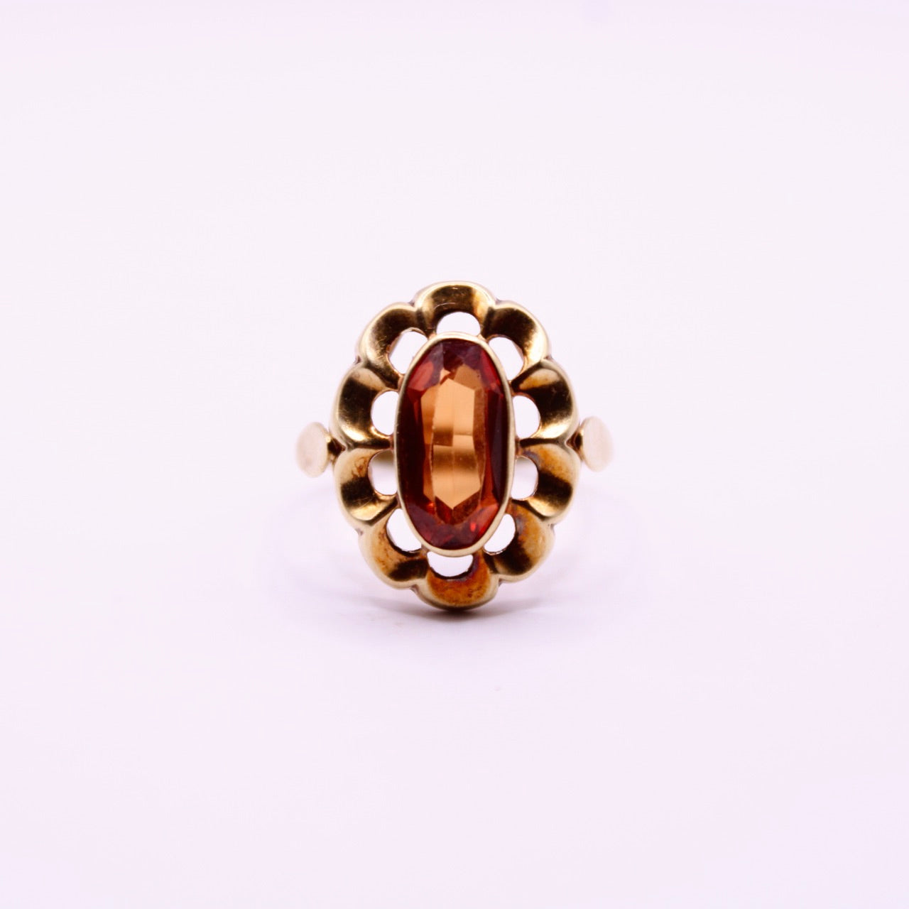 Orange Sapphire Flower Ring