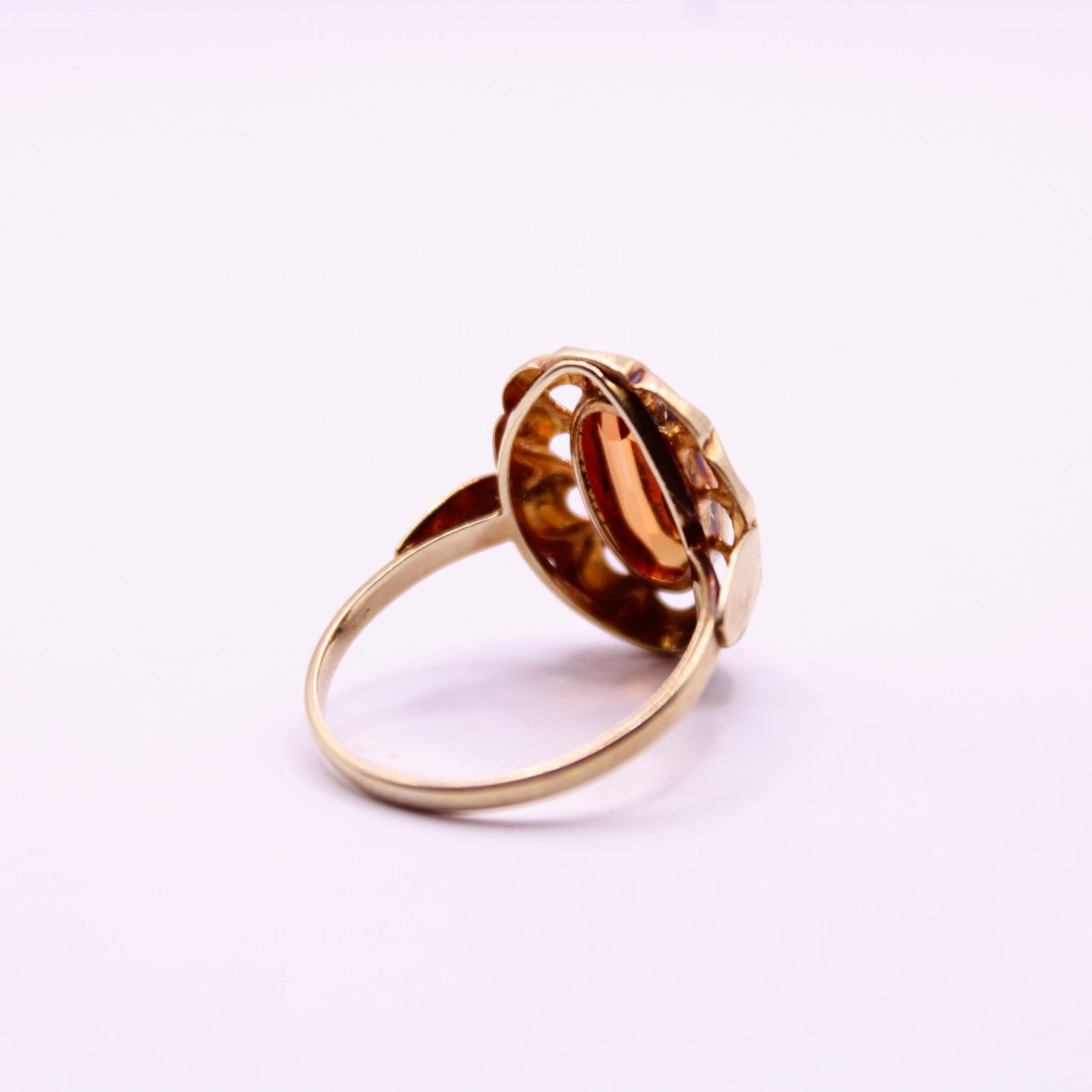 Orange Sapphire Flower Ring