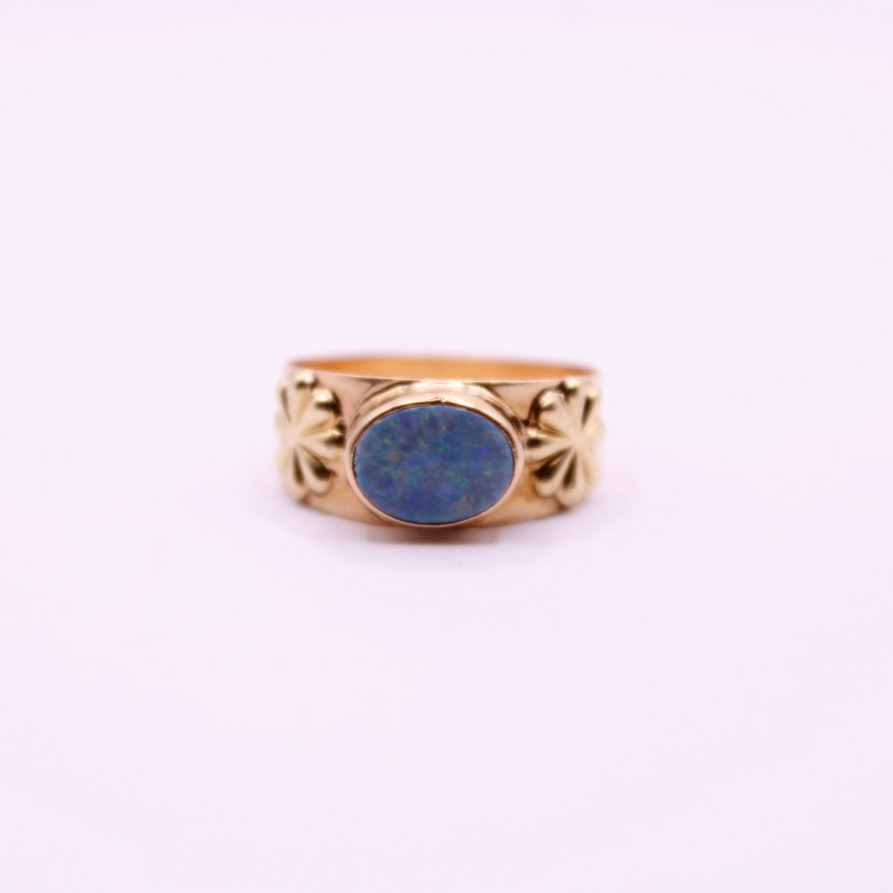 Opal & Flower Band Ring