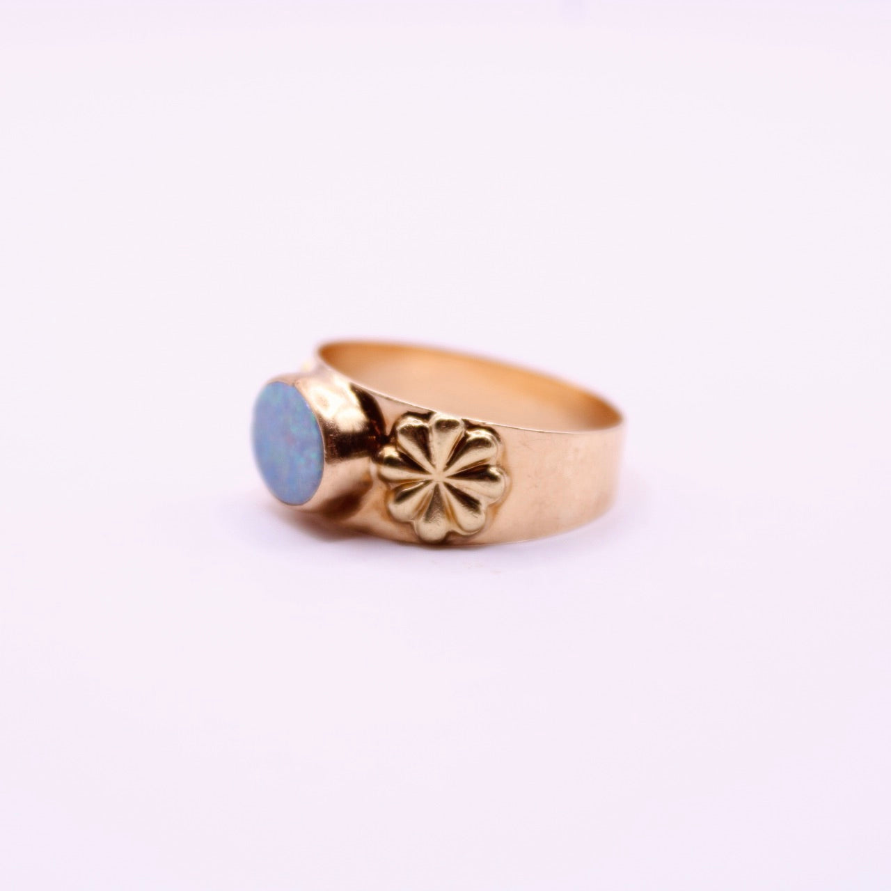 Opal & Flower Band Ring