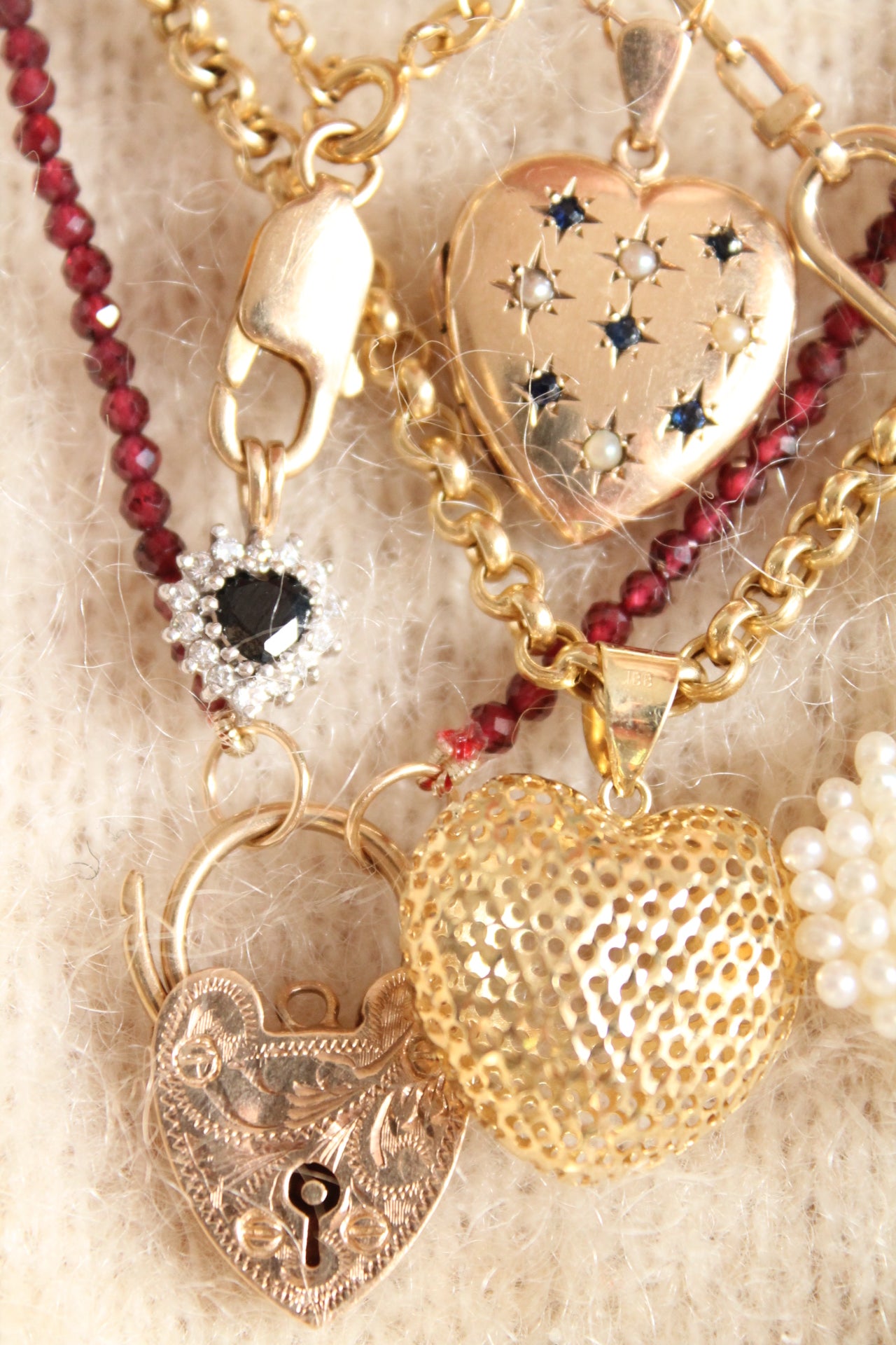 Sapphire & Seedpearl Heart Photo Locket