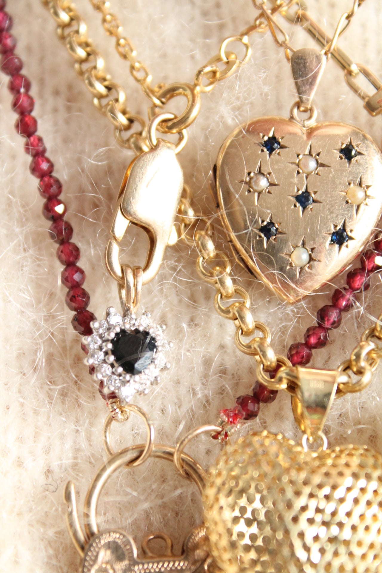 Sapphire & Seedpearl Heart Photo Locket