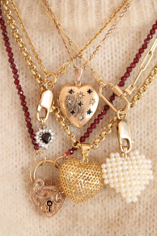 Sapphire & Seedpearl Heart Photo Locket