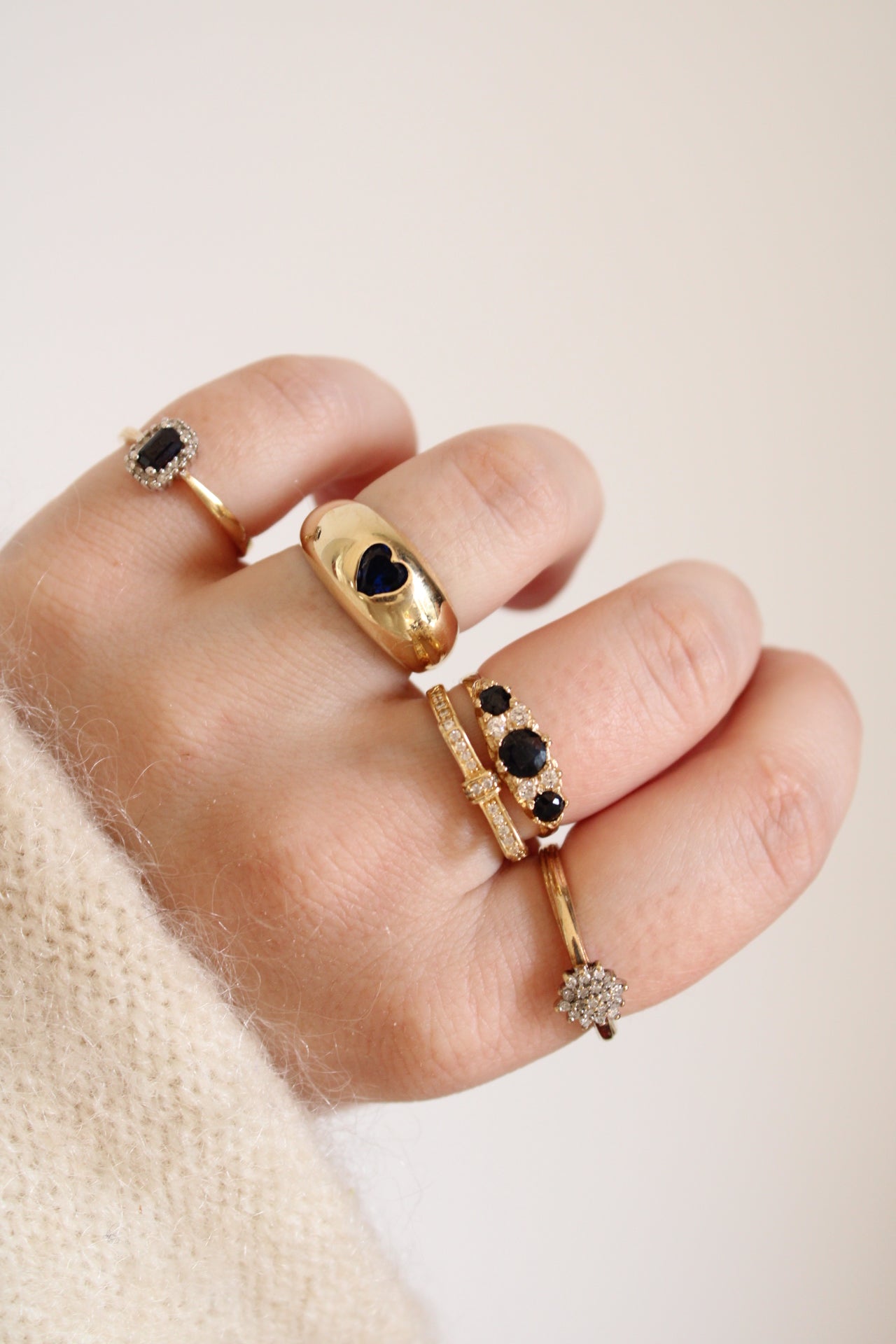 Sapphire & Diamond Princess Ring