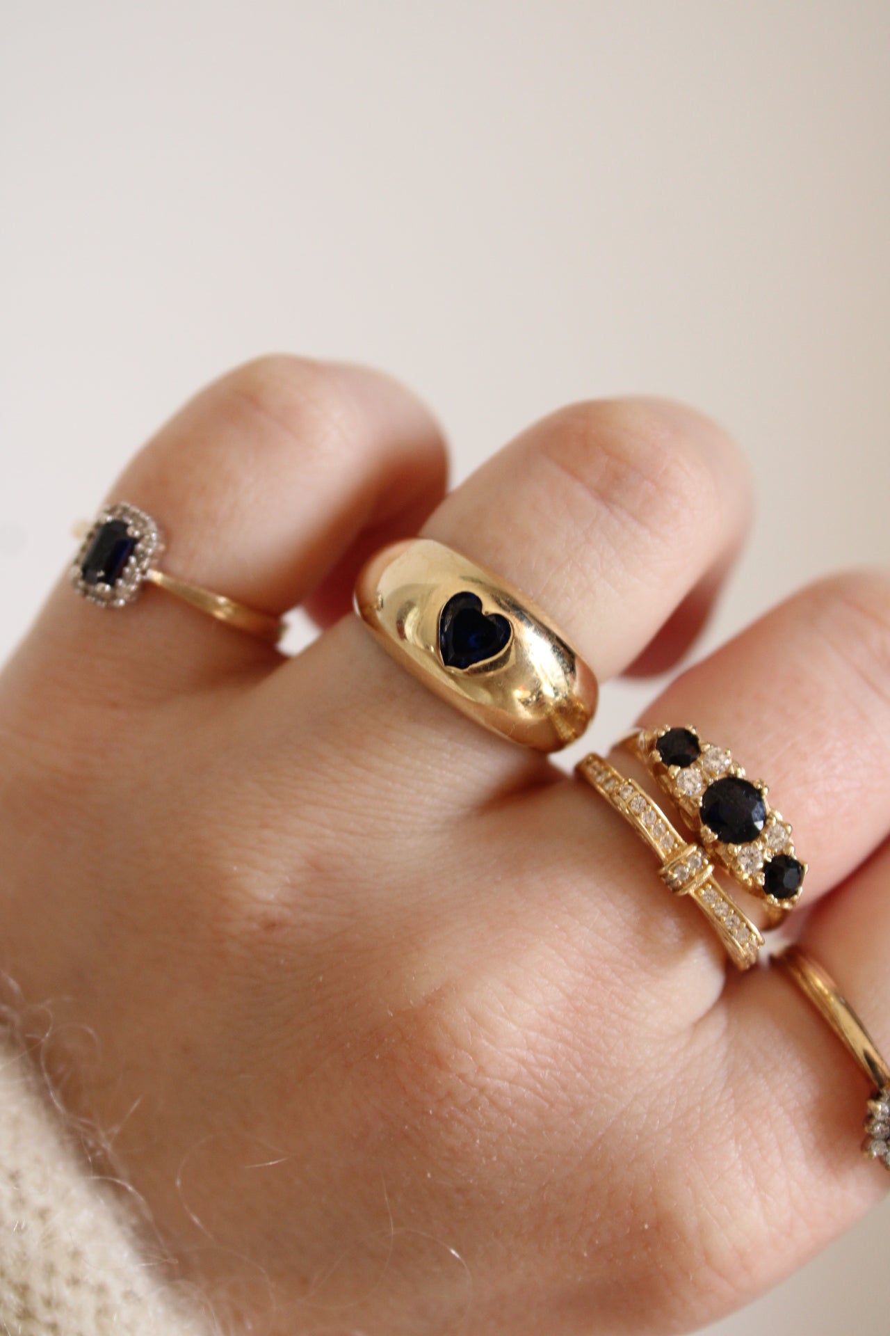 Sapphire & Diamond Princess Ring