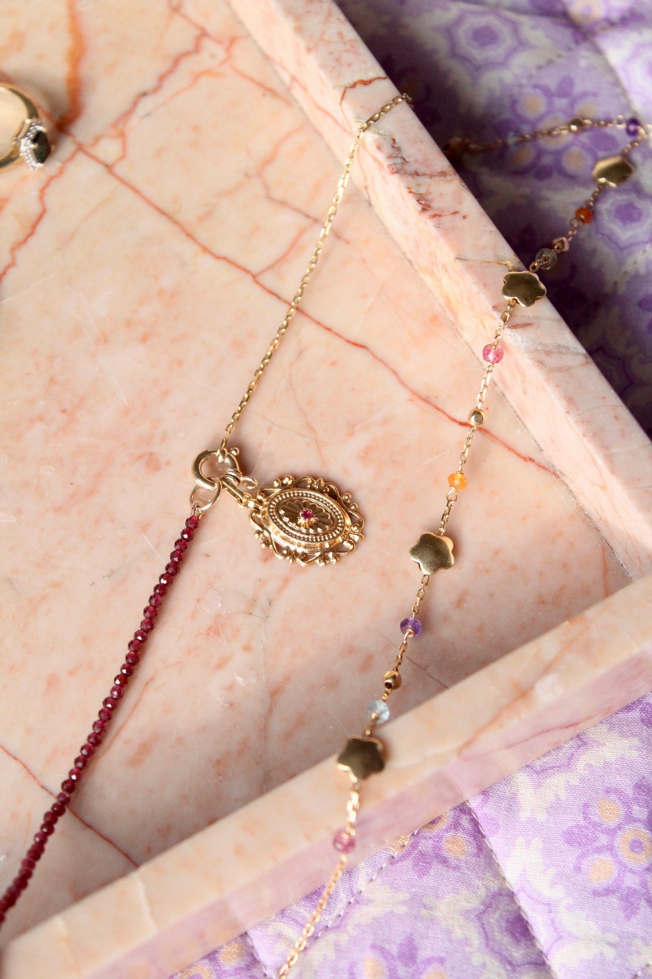 Flower & Multi Gem Necklace