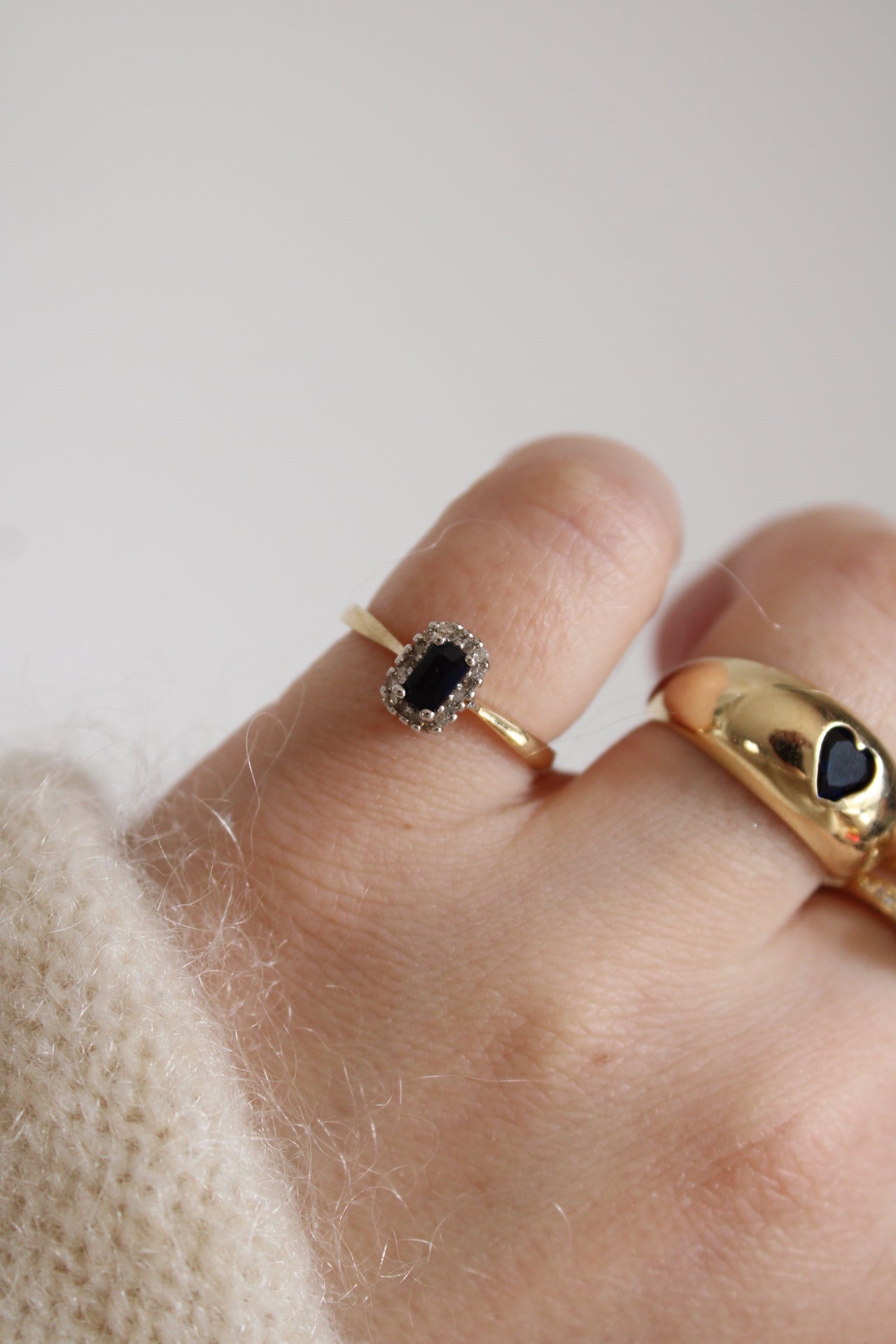 Sapphire & Diamond Princess Ring