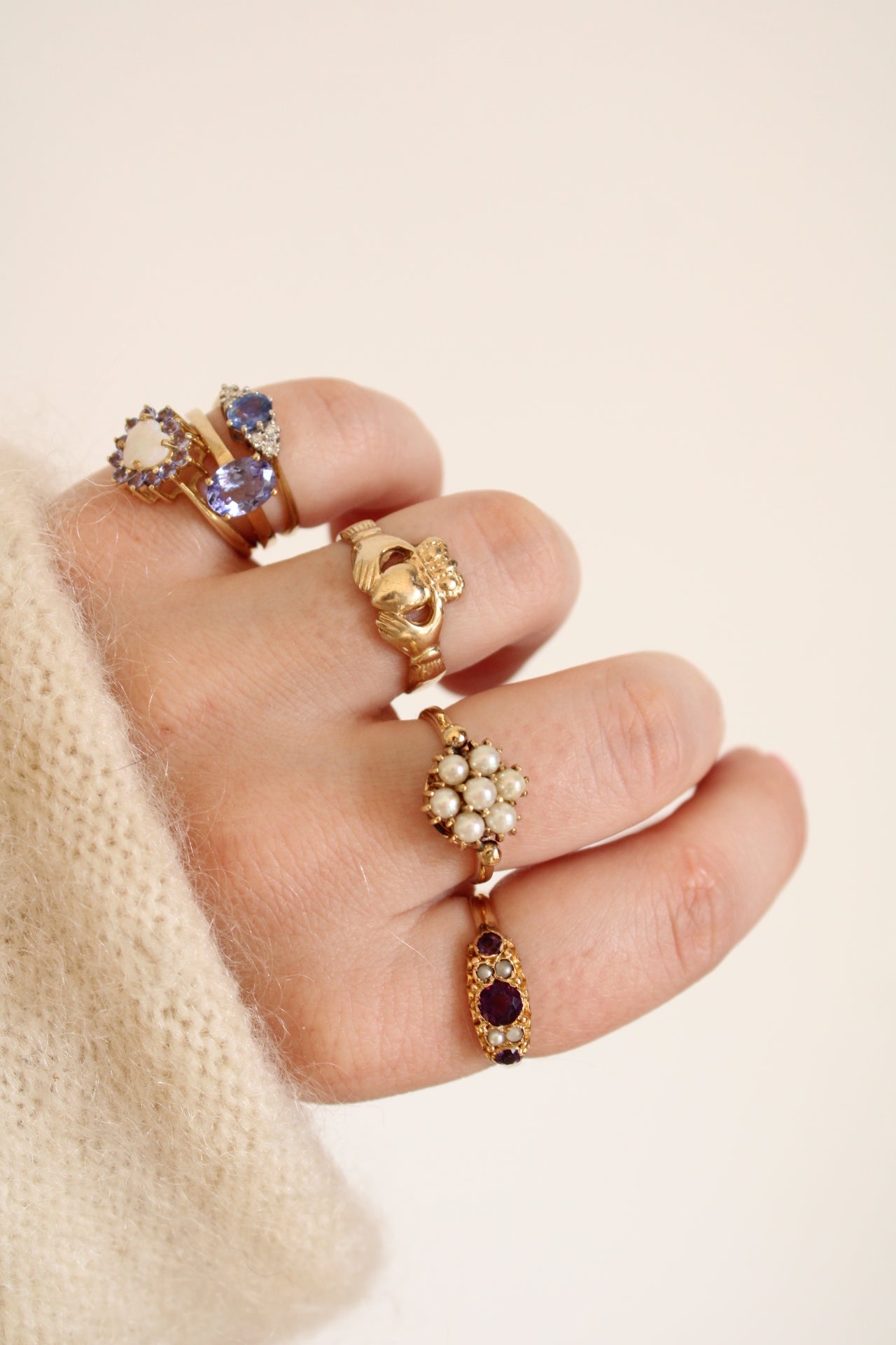 Tanzanite & Opal Heart Ring