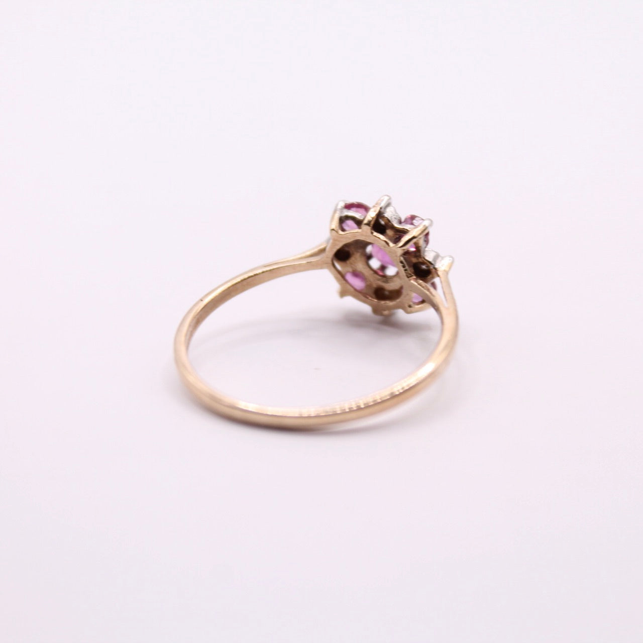 Rhodolite & Diamond Flower Ring