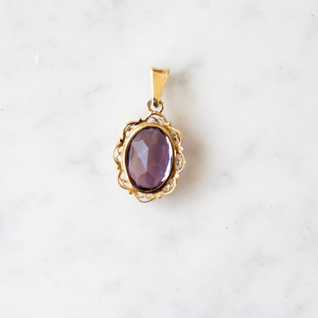 Ornate Amethyst Flower Pendant