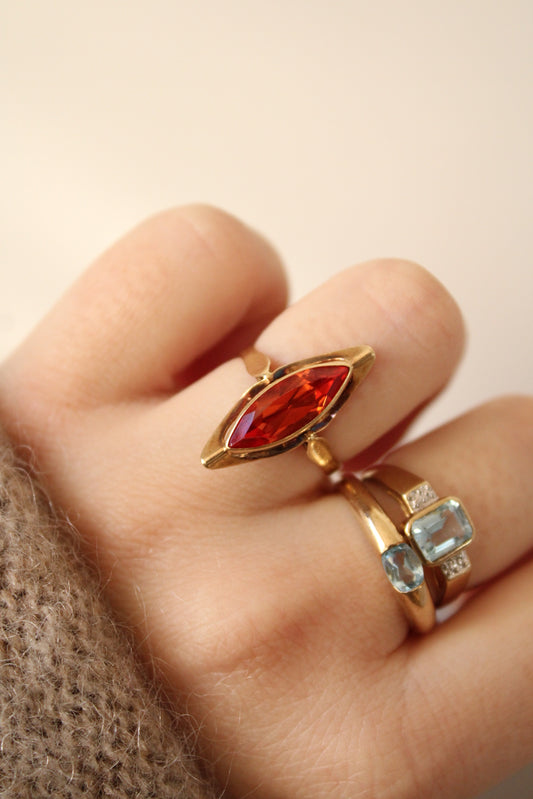 Marquise Orange Sapphire Ring
