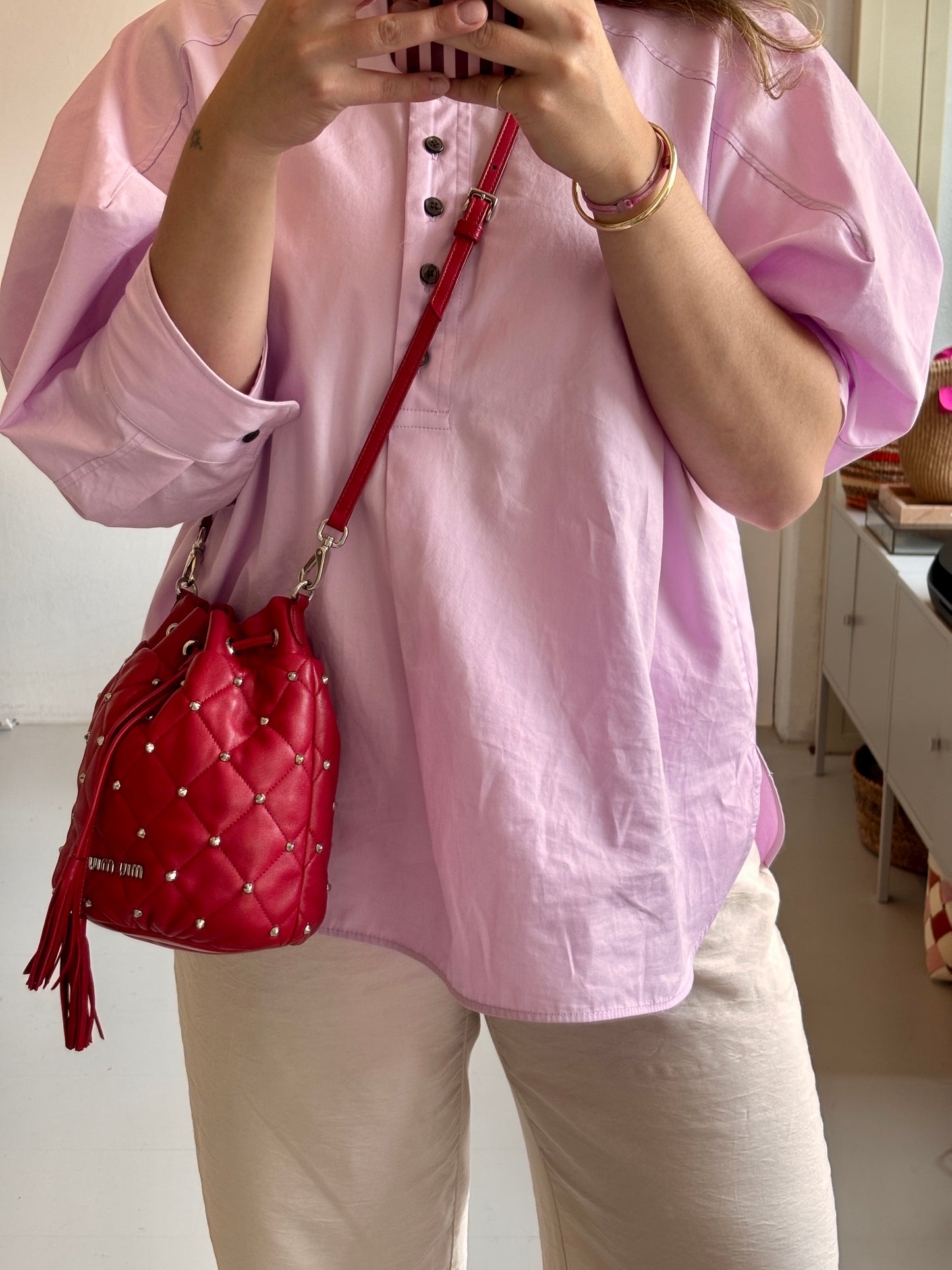 Miu Miu Studded Bucket Shoulder Bag