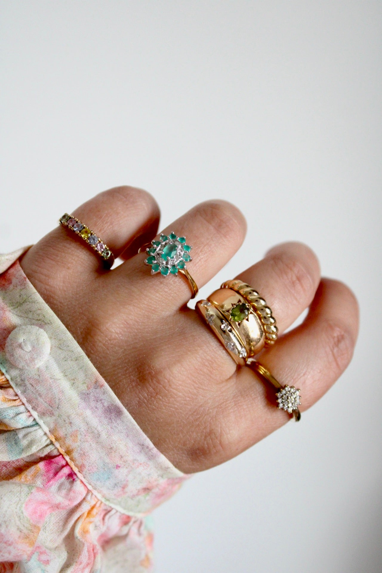 Diamond Flower Band Ring
