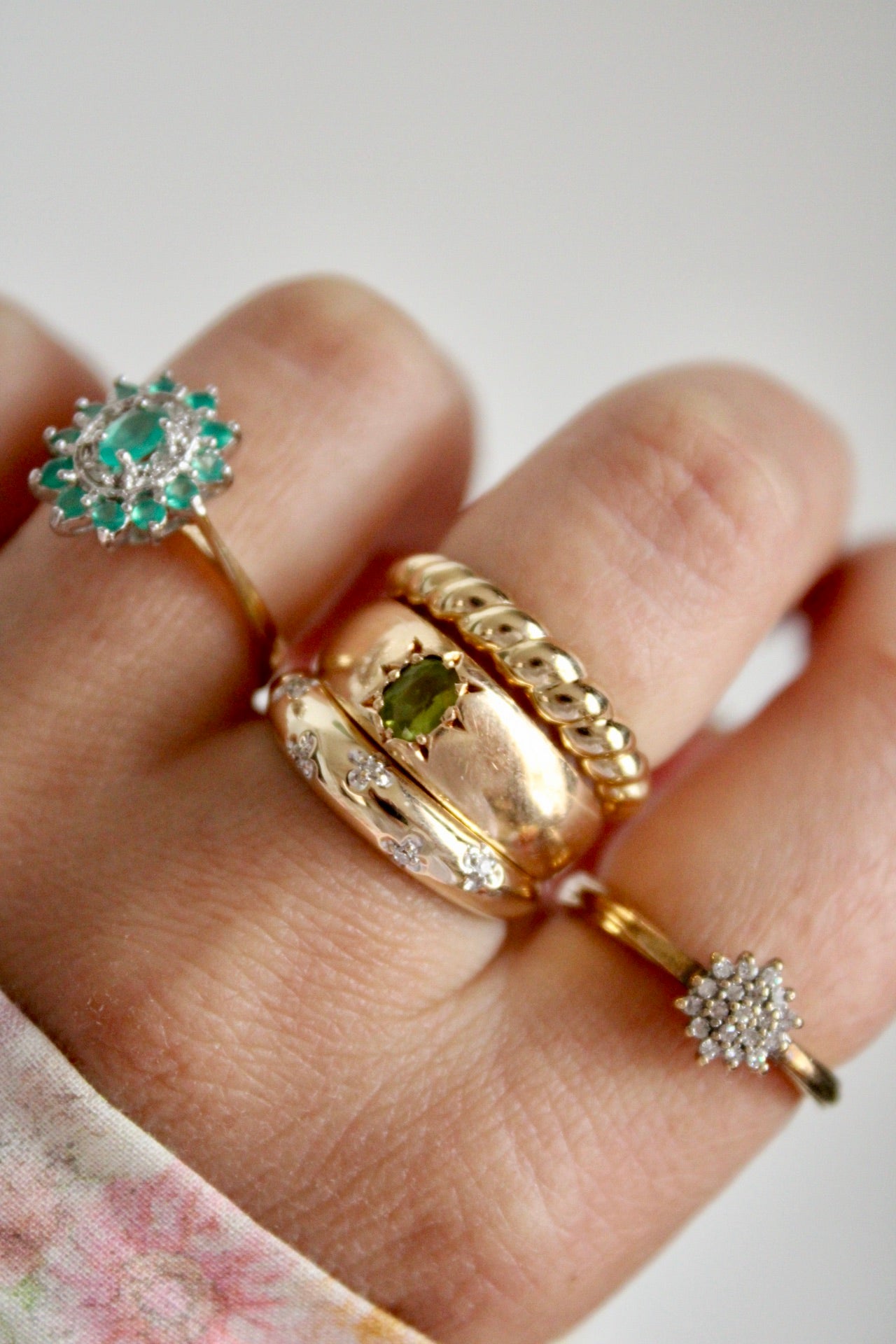 Diamond Flower Band Ring