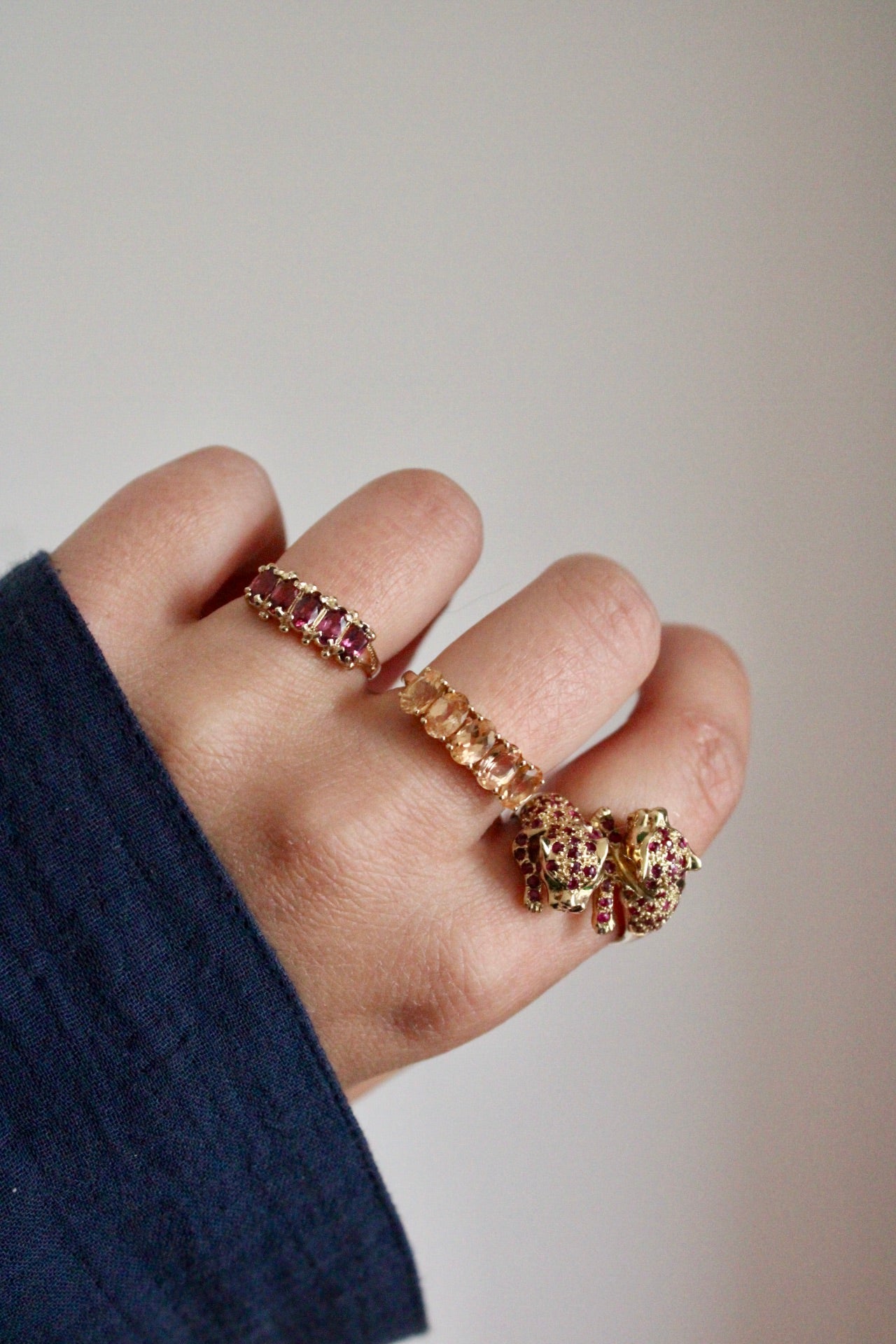 Peach Morganite Row Ring