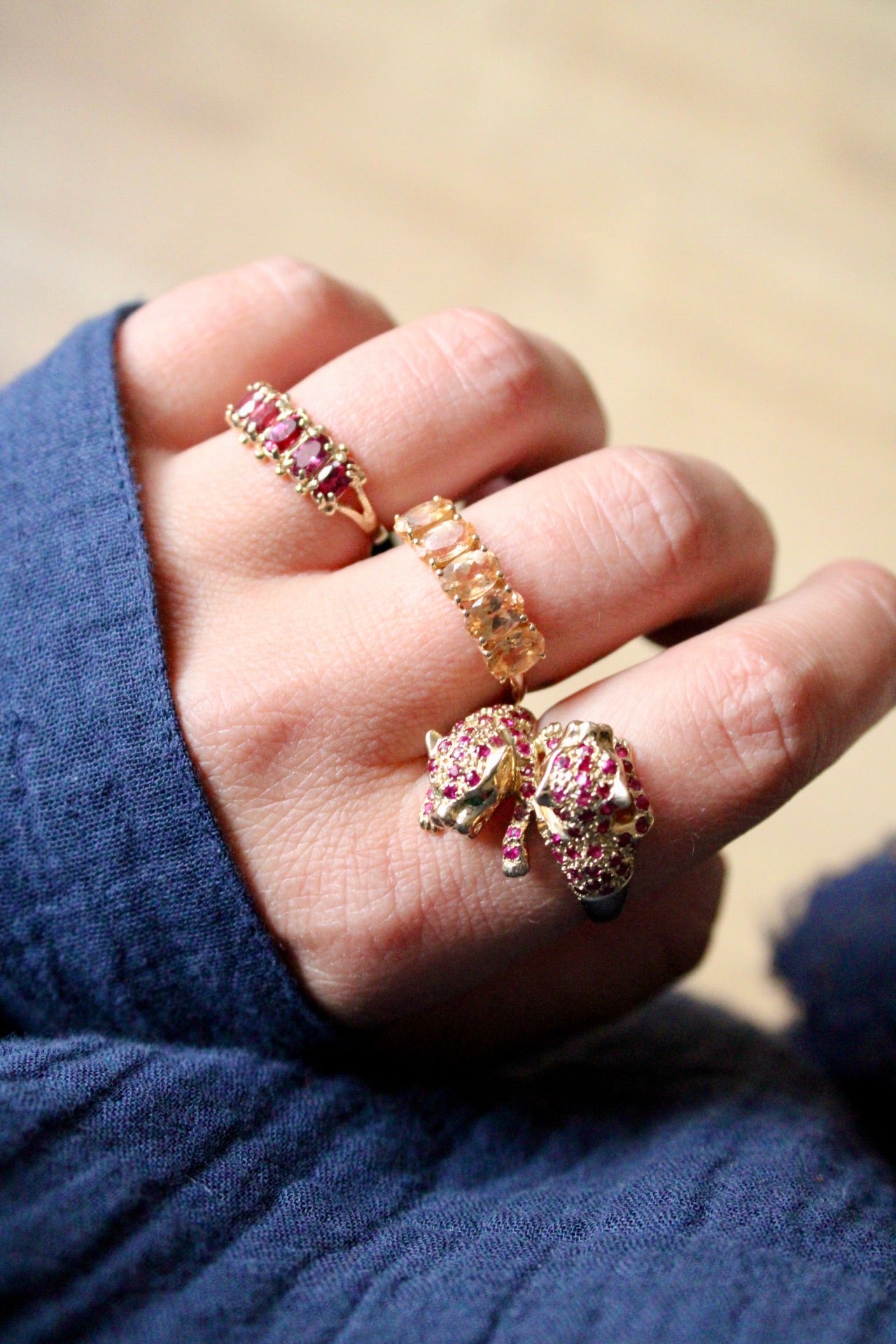 Peach Morganite Row Ring