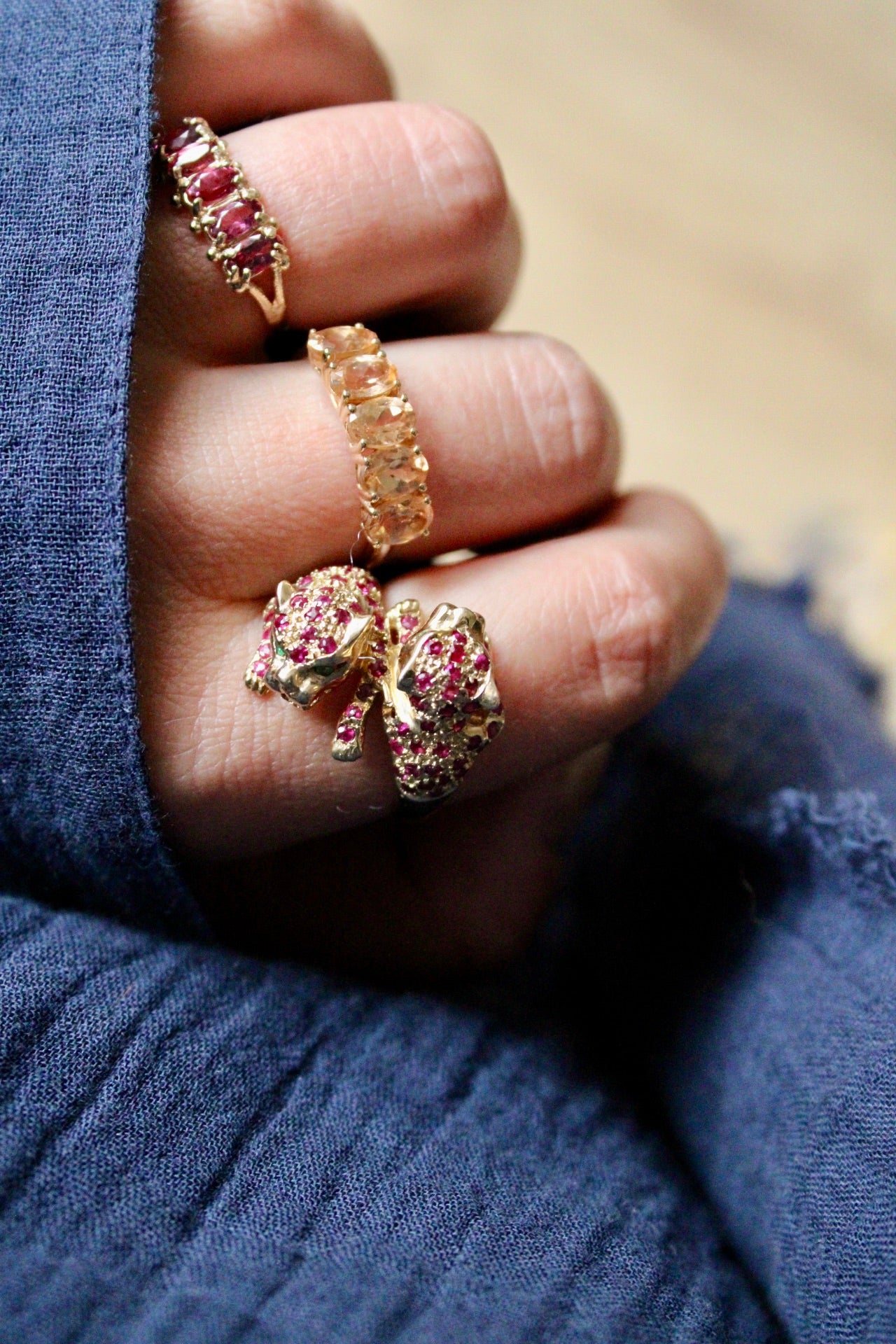 Peach Morganite Row Ring