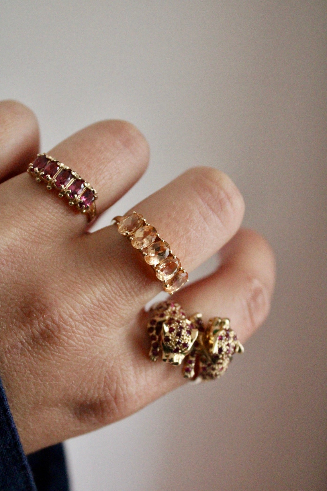 Peach Morganite Row Ring