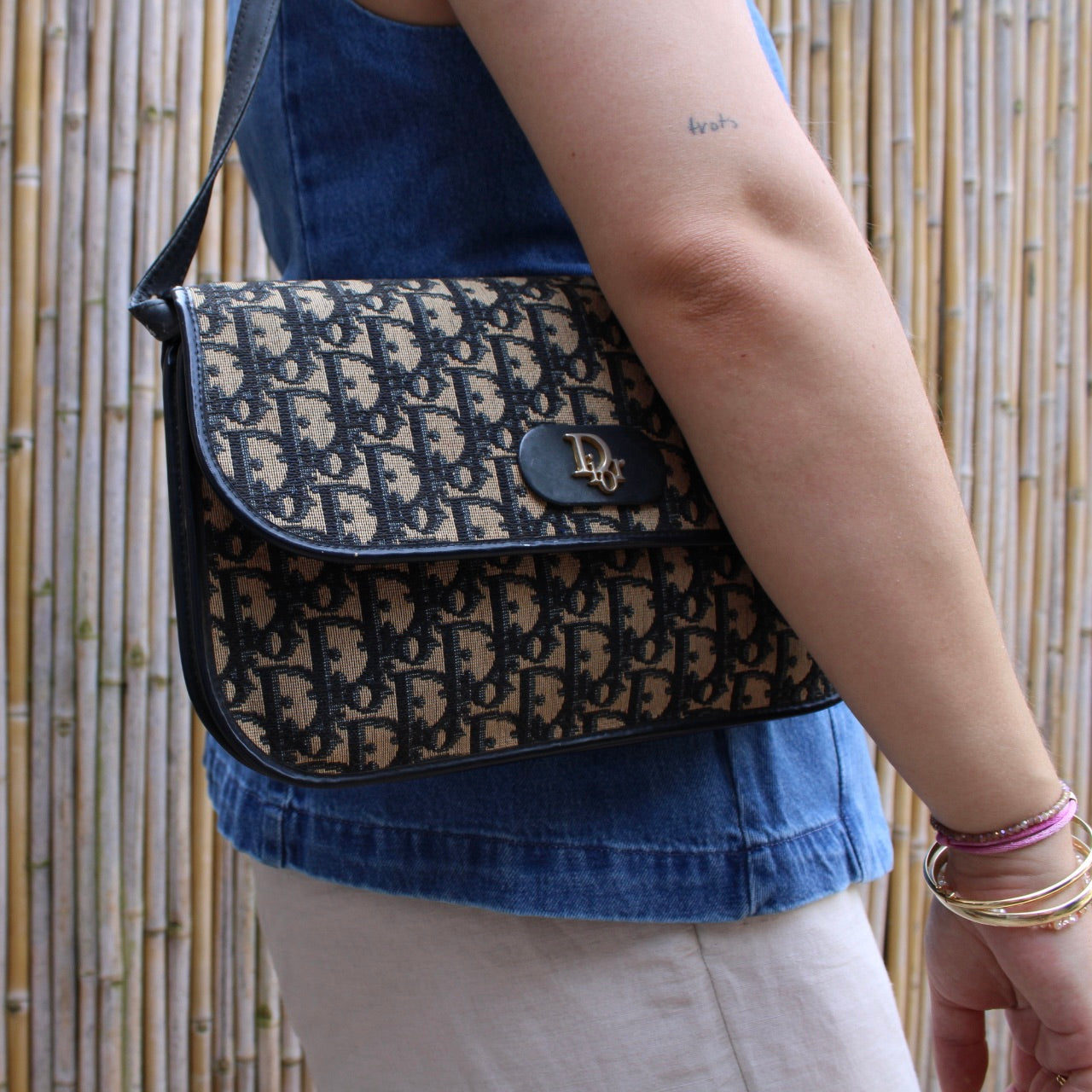 Christian Dior Trotter Canvas Shoulder Bag