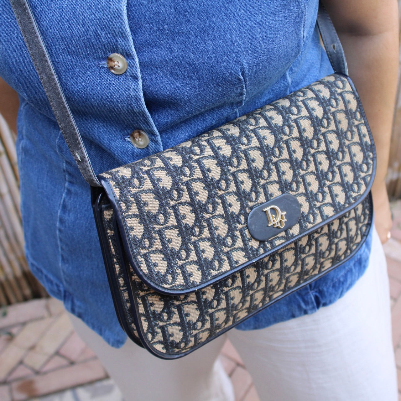 Christian Dior Trotter Canvas Shoulder Bag