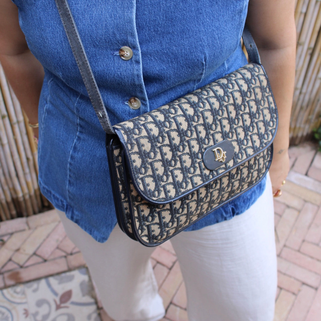 Christian Dior Trotter Canvas Shoulder Bag