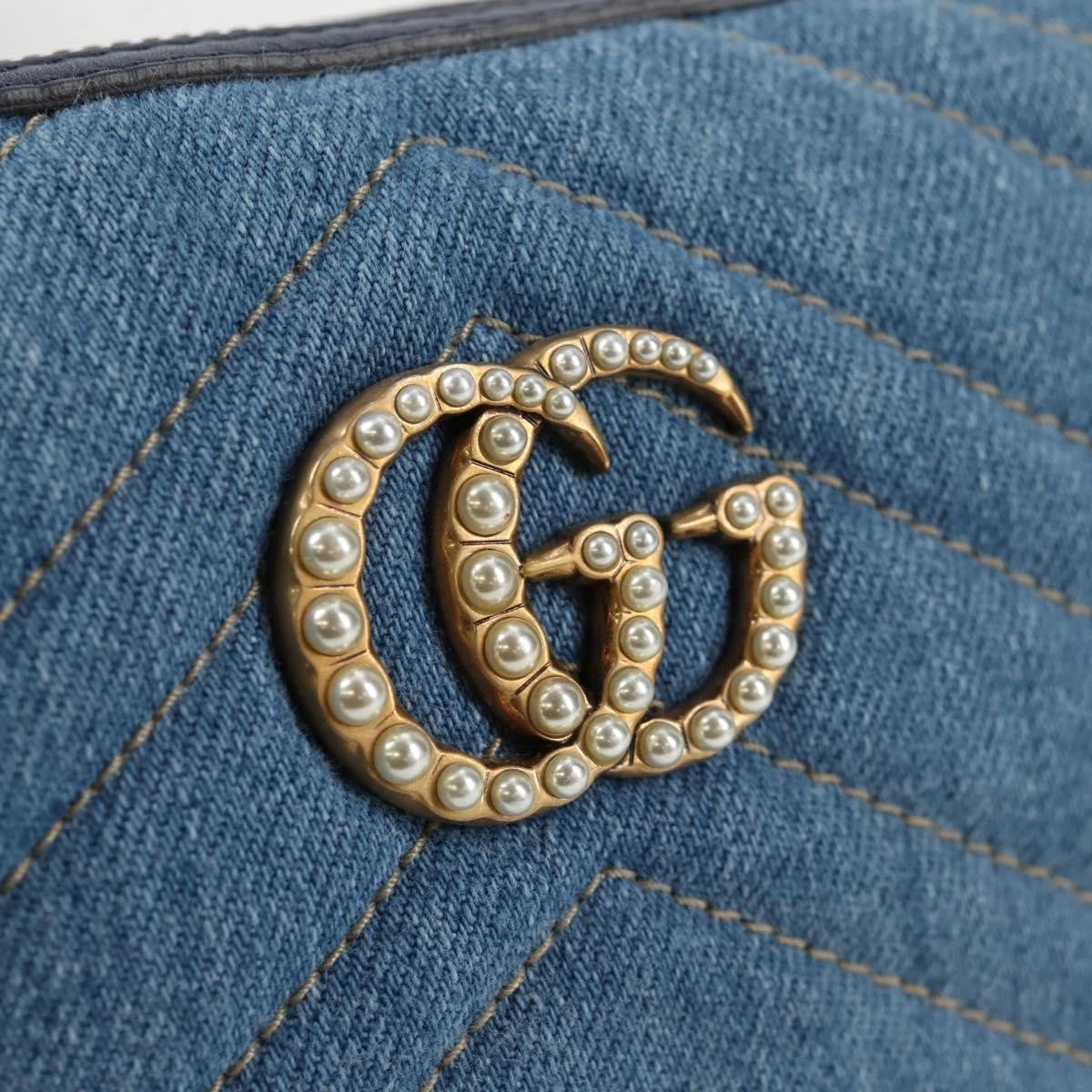 Gucci GG Marmont Denim Pouch