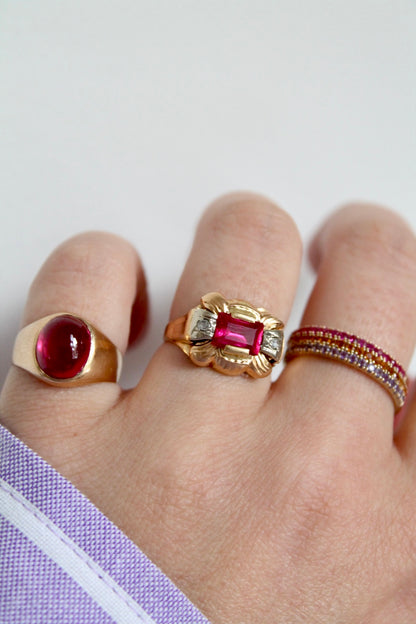 Ruby & Rose Cut Diamond Bow Ring