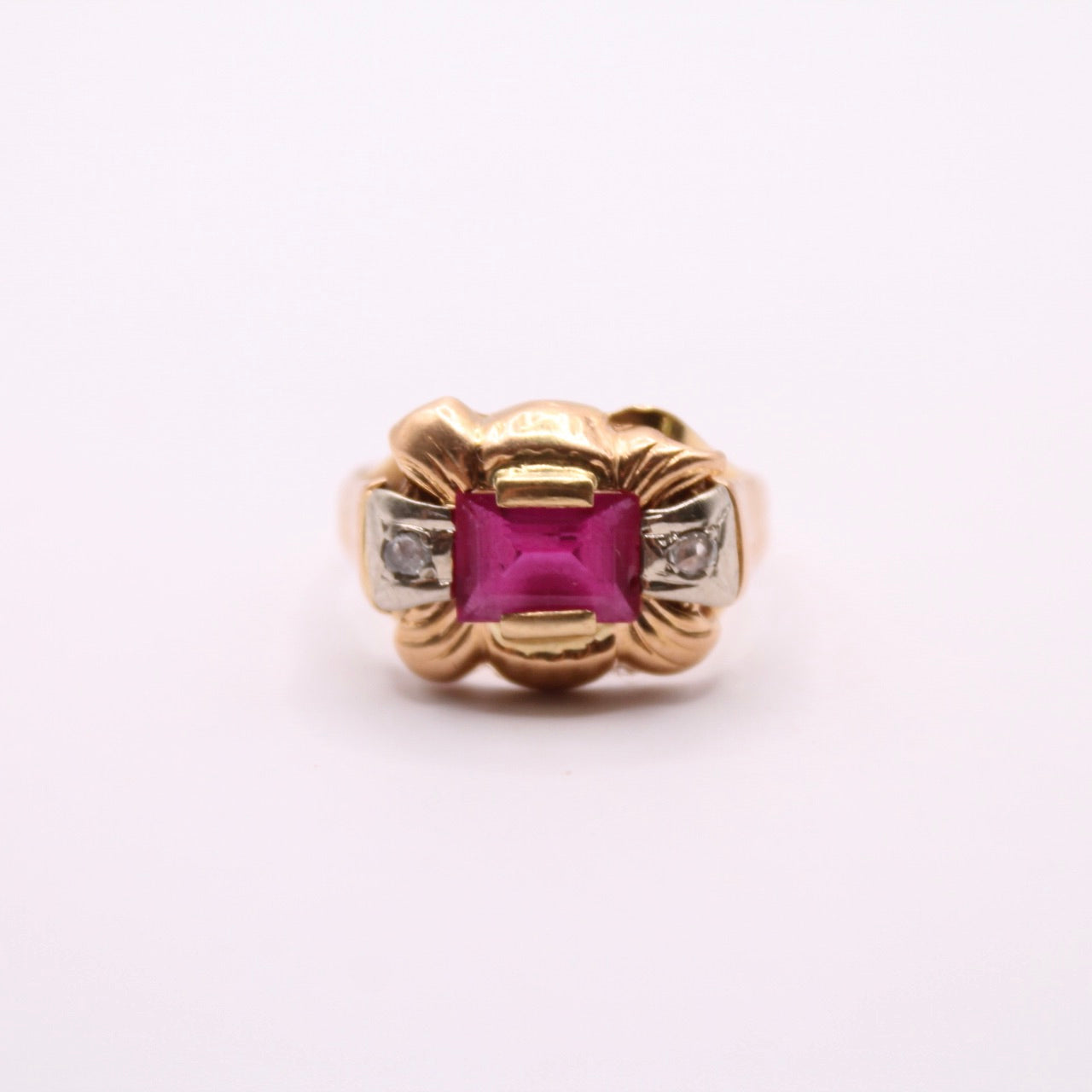 Ruby & Rose Cut Diamond Bow Ring