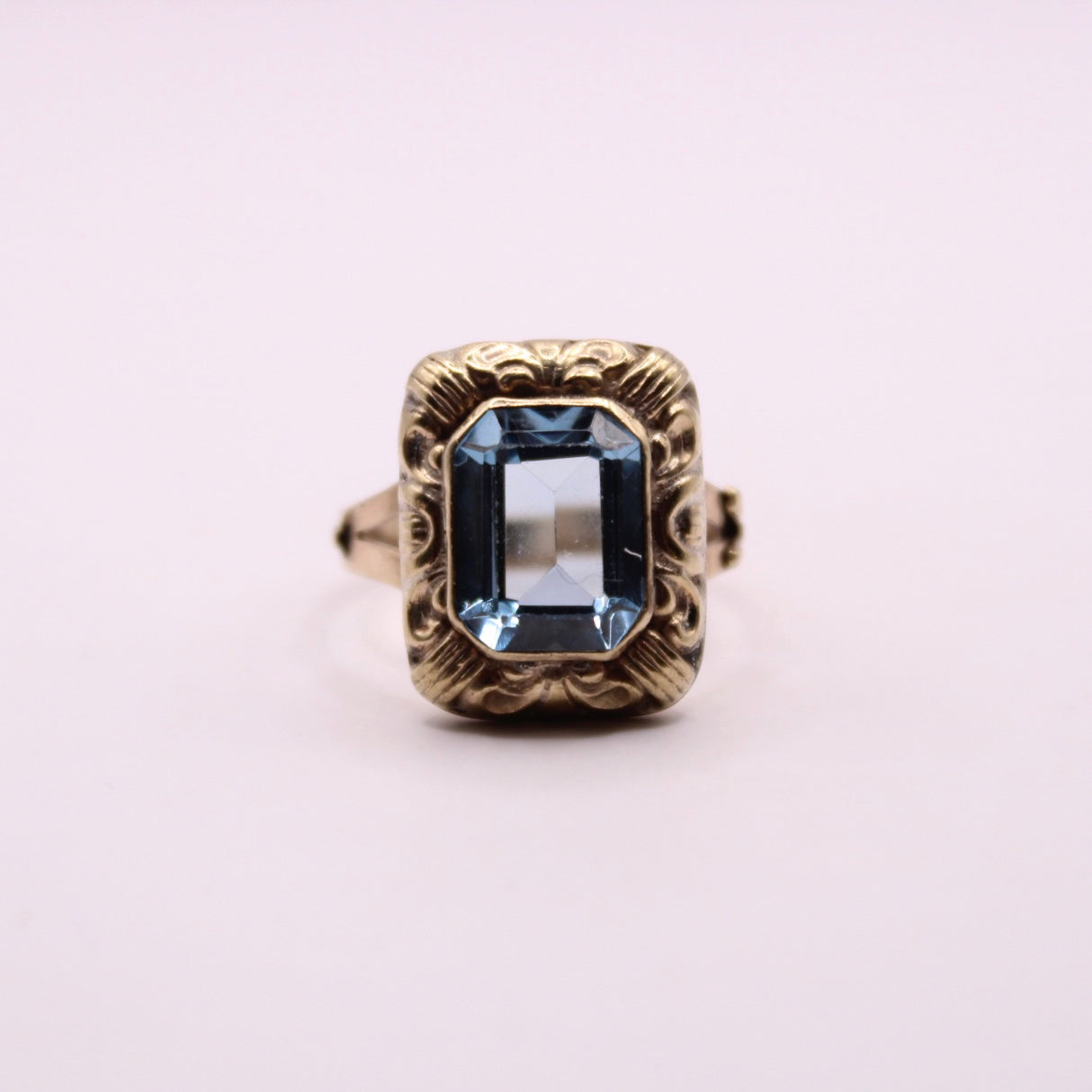 Decorated Aquamarine Statement Ring