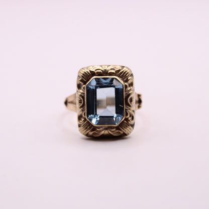 Decorated Aquamarine Statement Ring
