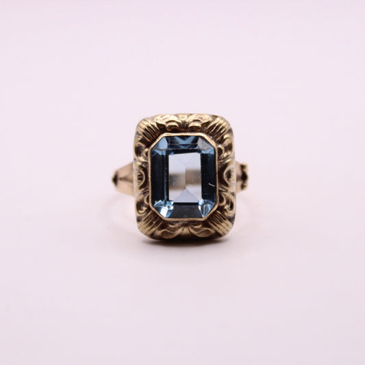 Decorated Aquamarine Statement Ring