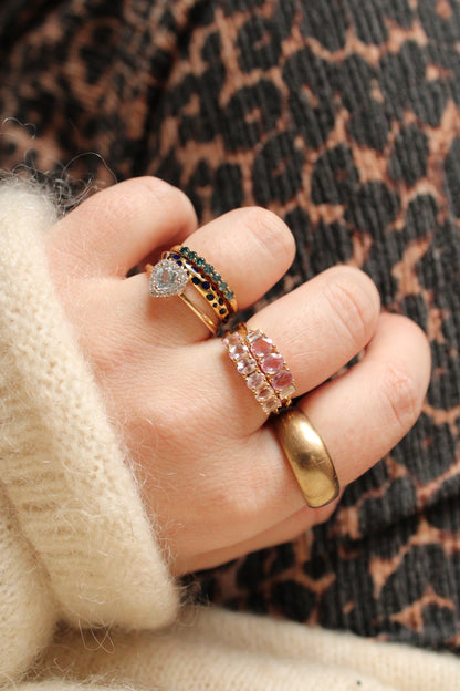 Pink Topaz Row Ring