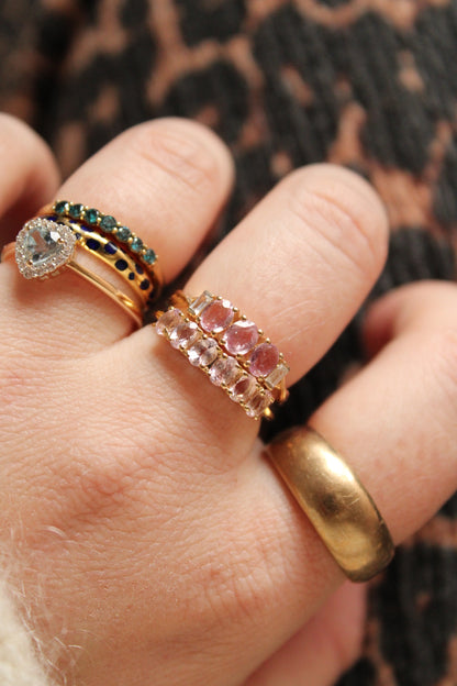 Pink Topaz Row Ring