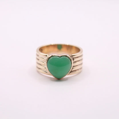 Jade Heart Ribbed Ring