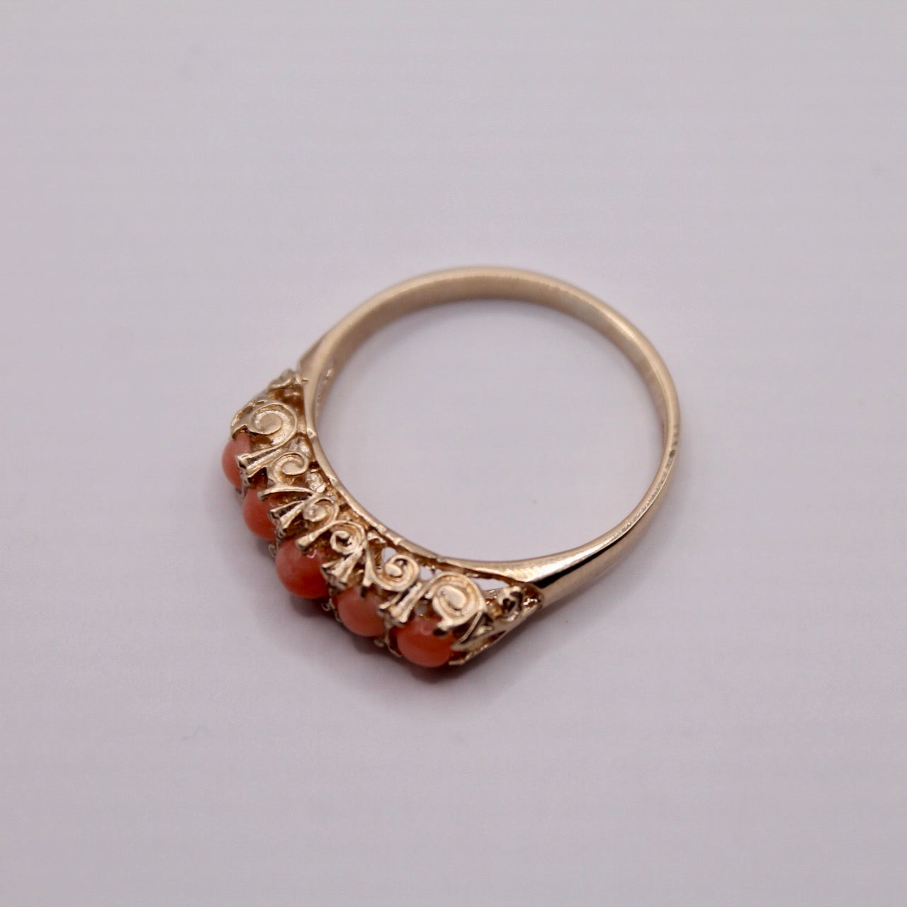 Victorian Coral Five Stone Ring
