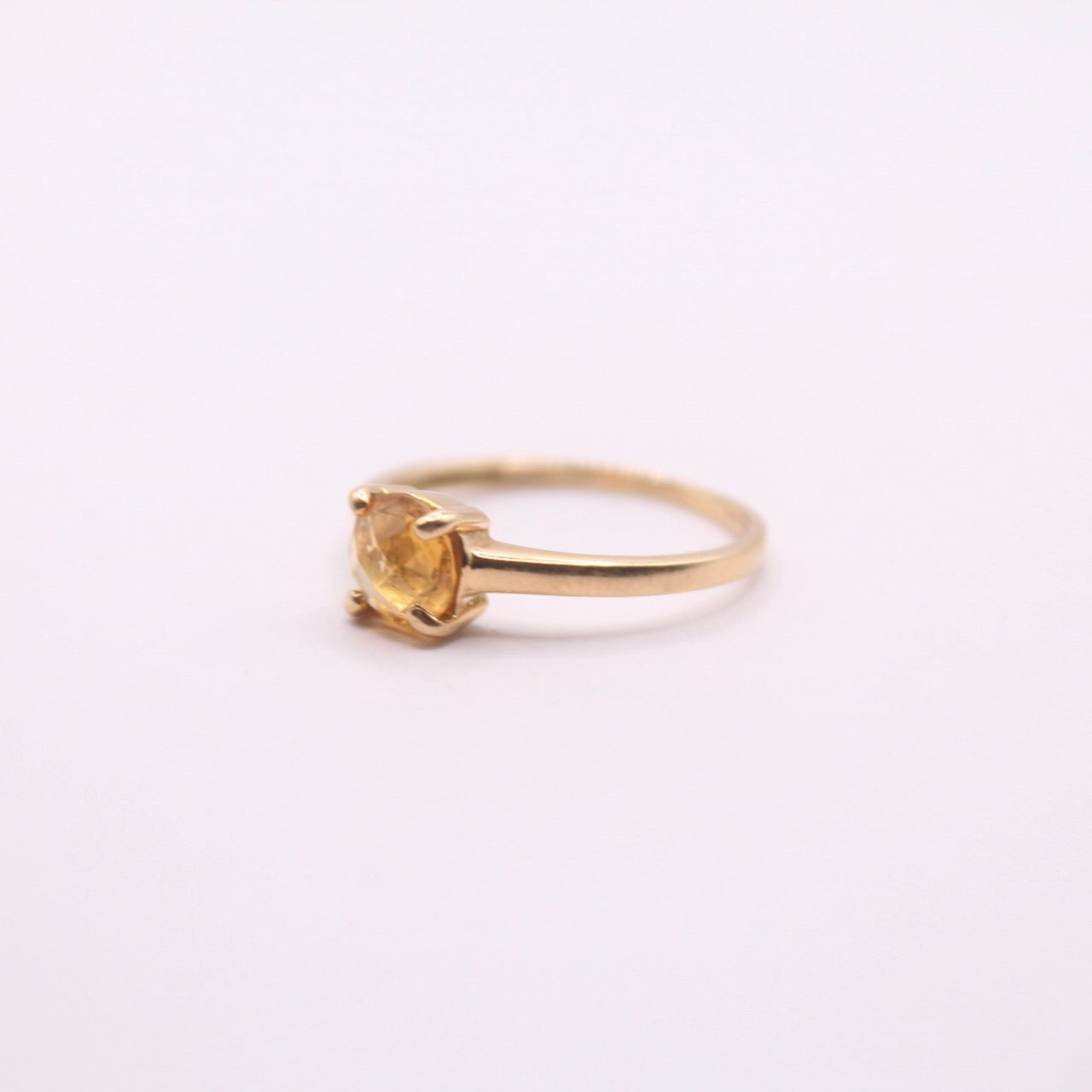 Rose Cut Single Citrine Ring