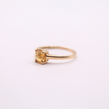 Rose Cut Single Citrine Ring