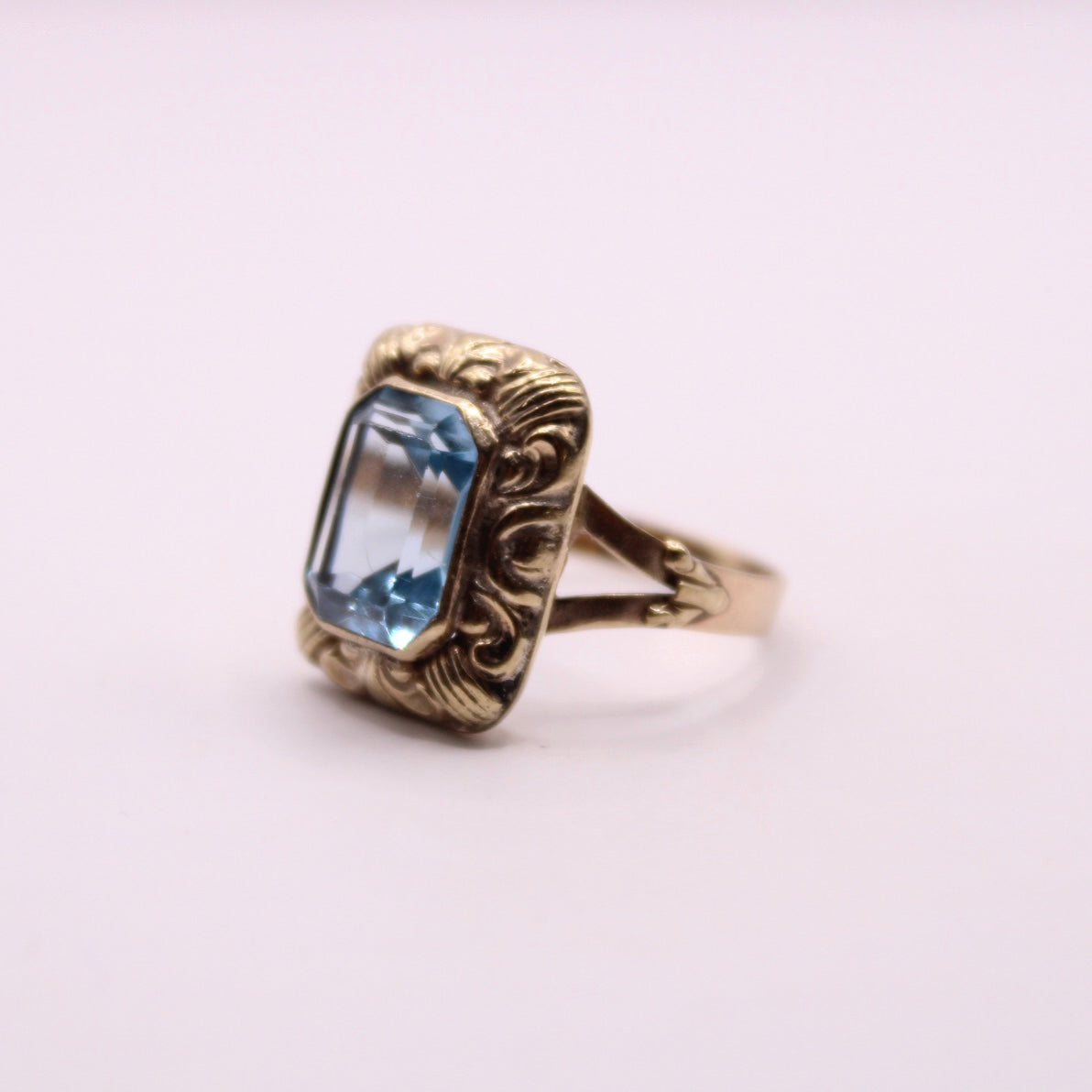 Decorated Aquamarine Statement Ring
