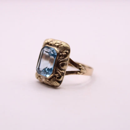 Decorated Aquamarine Statement Ring