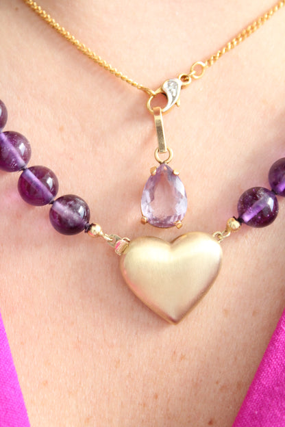 Heart Lock Amethyst Necklace