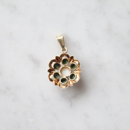 Turquoise & Pearl Flower Pendant