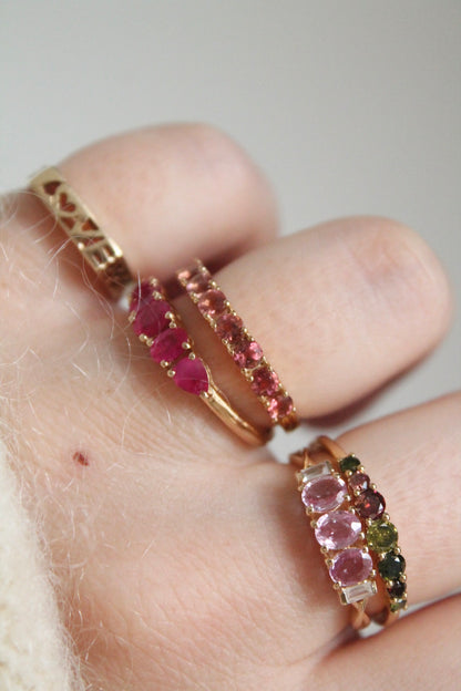 Pink Tourmaline Row Ring